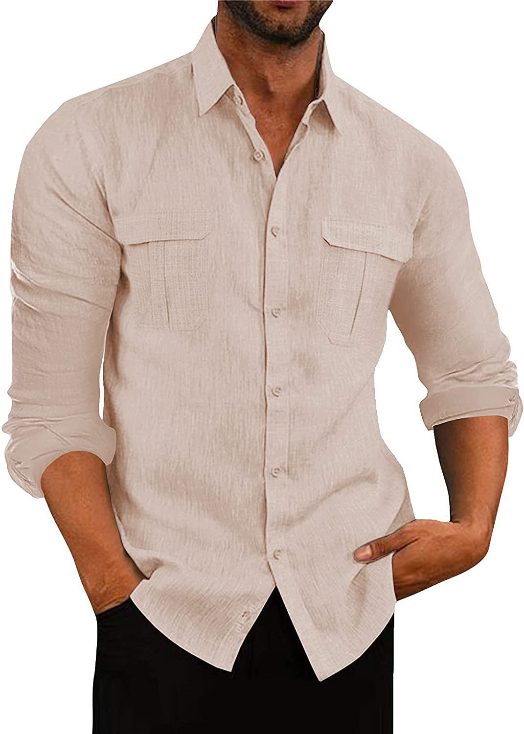Camicia maniche lunghe doppia tasca in cotone